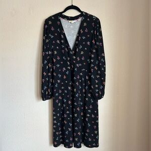 EUC Boden Dress Long Sleeve Fixed Wrap Jersey Size 16/18 Long Bla…